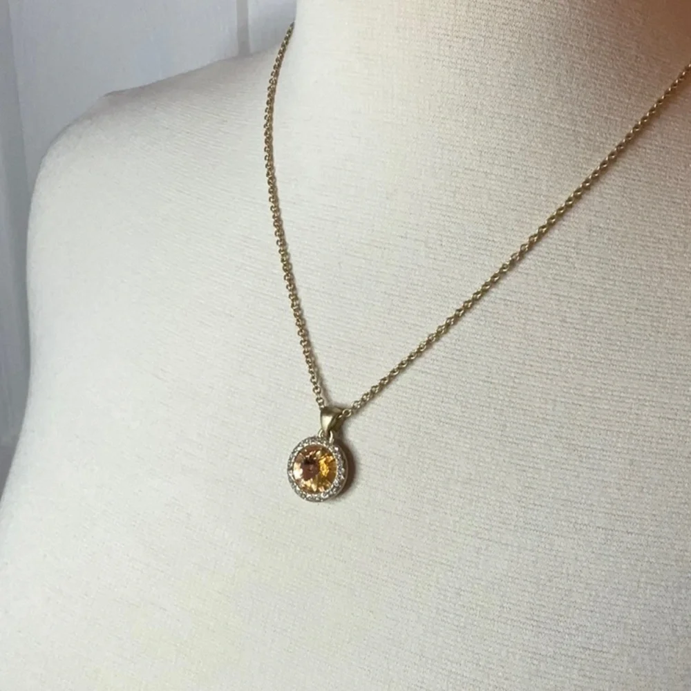 Lia Sophia Gold Peach Rhinestone Necklace - Picture 2 of 5